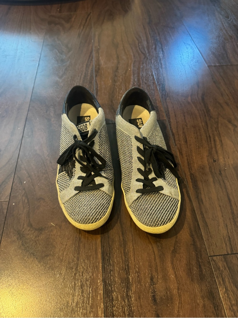 Golden Goose Knit Low-Top Sneakers in Grey with Black Laces